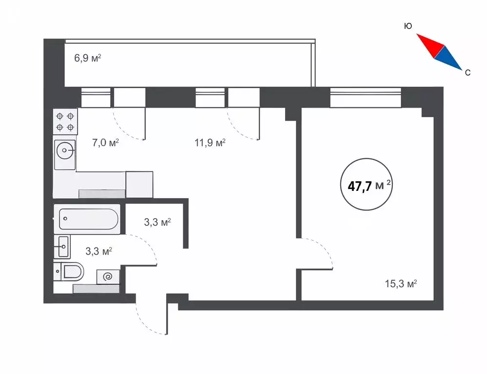 2-комнатная квартира: Киров, улица Ивана Попова, 87 (47.7 м) - Фото 1