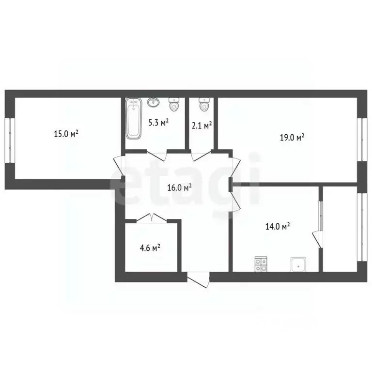 2-к кв. Чувашия, Чебоксары ул. И.П. Прокопьева, 7 (81.2 м) - Фото 2