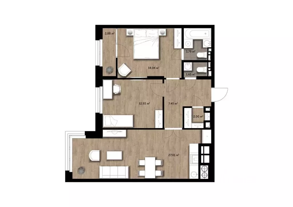 2-к кв. Рязанская область, Рязань Гражданская ул., 19 (70.31 м) - Фото 0