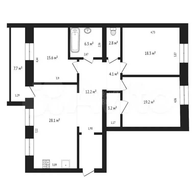 3-к. квартира, 116 м, 8/9 эт. - Фото 0