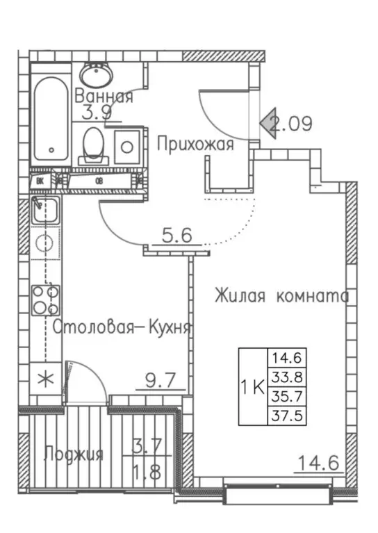 1-к кв. Приморский край, Владивосток ул. Расула Гамзатова, 7к2 (37.5 ... - Фото 0