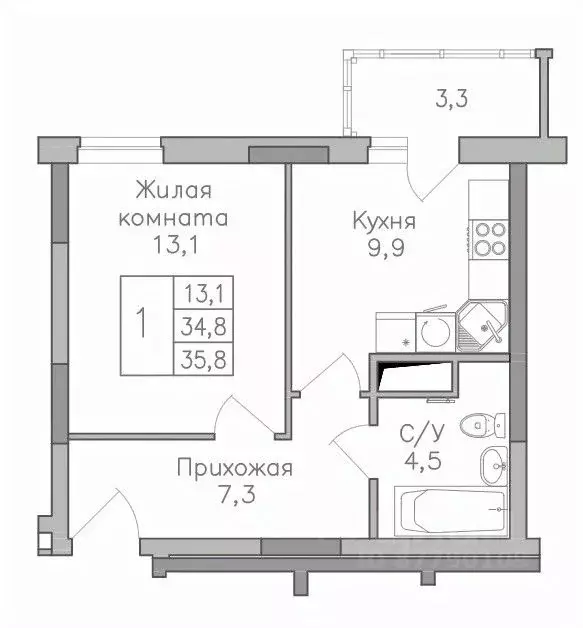 1-к кв. Воронежская область, Воронеж Поколение жилой комплекс (35.9 м) - Фото 0