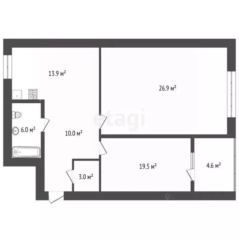 2-к кв. Башкортостан, Стерлитамак Солнечный мкр, ул. Юрматинская, 12 ... - Фото 2