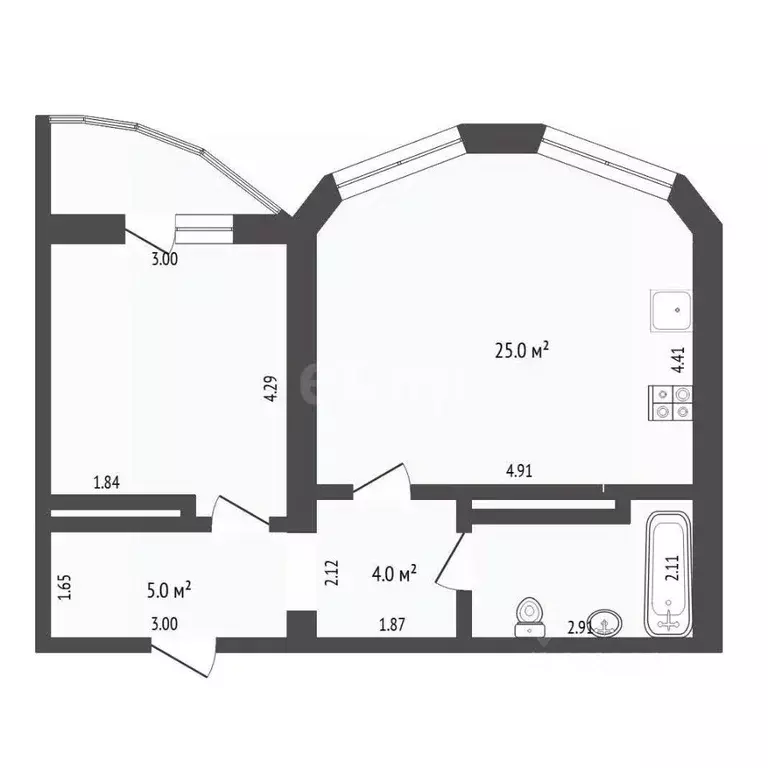 1-к кв. Тюменская область, Тюмень ул. Циолковского, 20А (50.5 м) - Фото 2