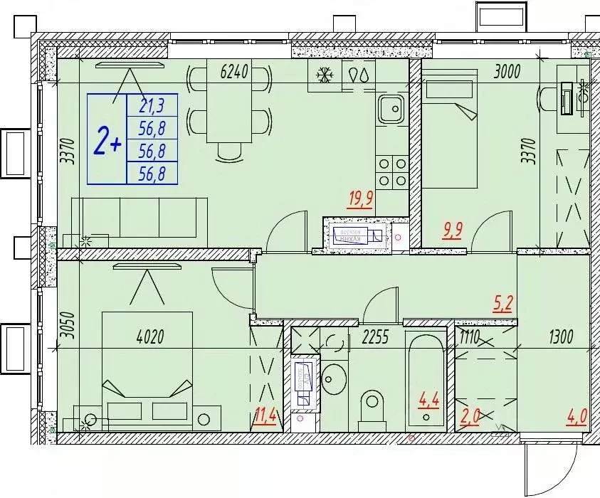 3-к кв. Астраханская область, Астрахань ул. Бэра, 29 (56.8 м) - Фото 1