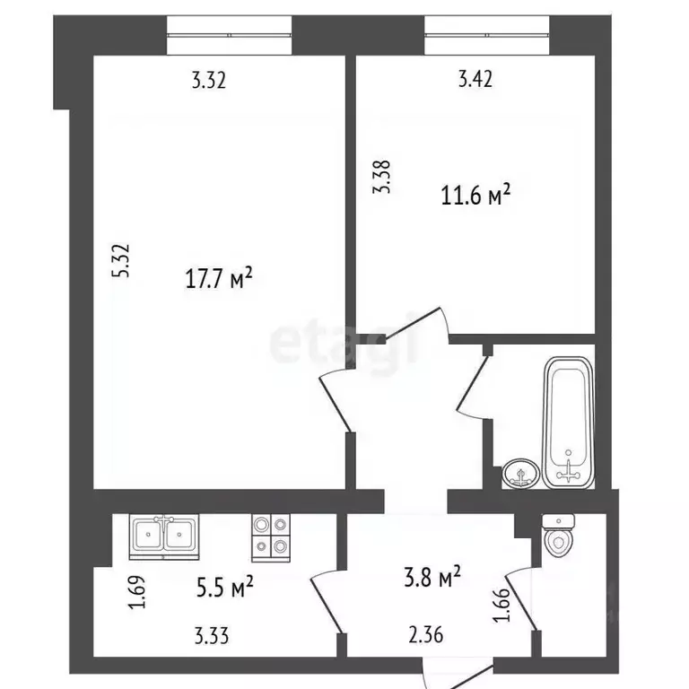 1-к кв. Тюменская область, Тюмень Олимпийская ул., 4 (17.7 м) - Фото 0