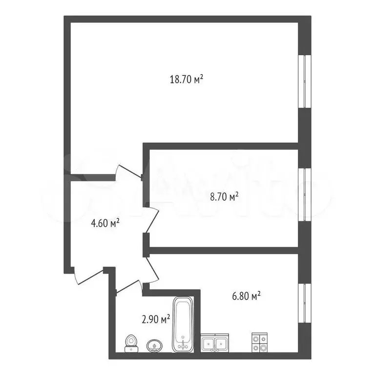 2-к. квартира, 42,5 м, 1/5 эт. - Фото 0