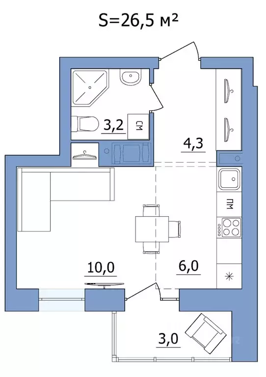 1-к кв. Карелия, Петрозаводск ул. Лермонтова, 2 (26.5 м) - Фото 1
