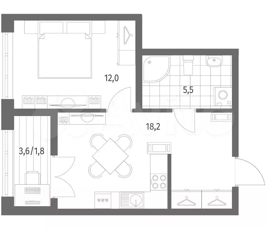 1-к. квартира, 37,5 м, 2/9 эт. - Фото 0