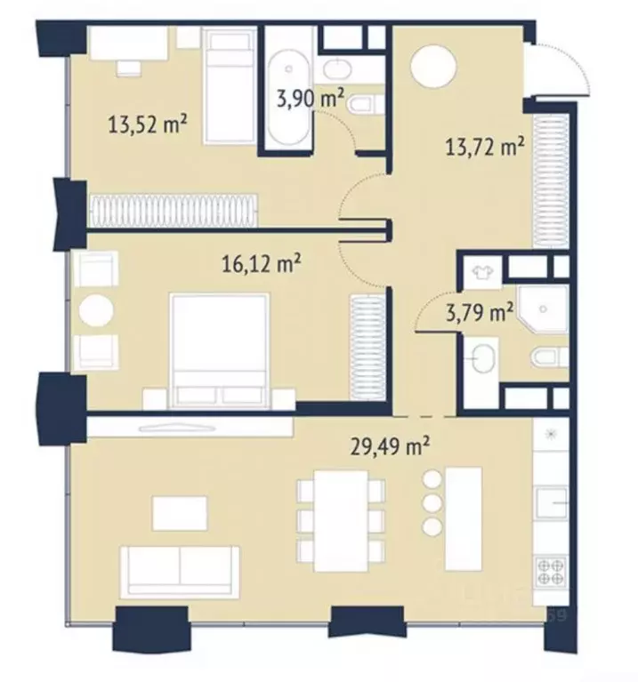 2-к кв. Москва Нагатинская ул., к2вл1 (80.1 м) - Фото 1