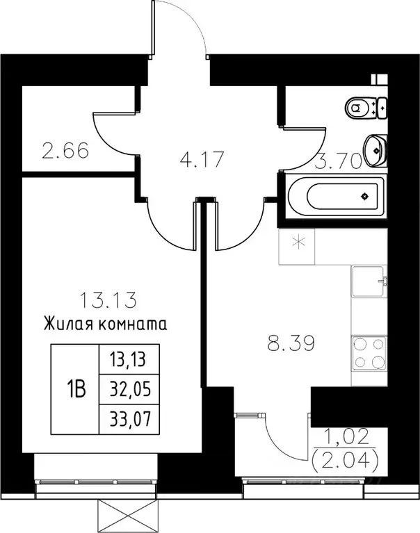 1-к кв. Татарстан, Казань ул. Михаила Миля (33.07 м) - Фото 0