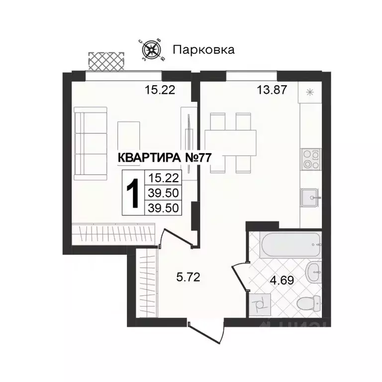 1-к кв. Владимирская область, Муром ул. 1-я Новослободская (39.5 м) - Фото 0