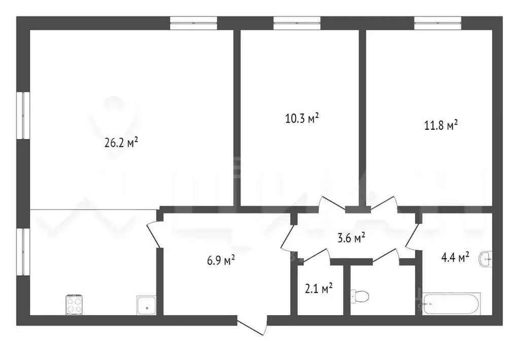 3-к кв. Рязанская область, Рязань Интернациональная ул., 23к1 (66.0 м) - Фото 1