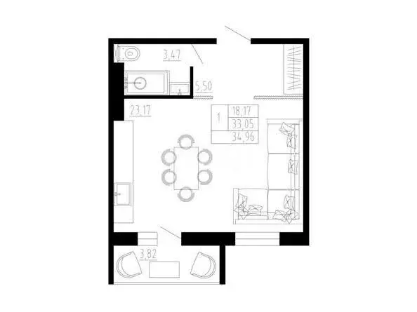 1-комнатная квартира: Казань, Кировский район, Юбилейная улица, 11 ... - Фото 0