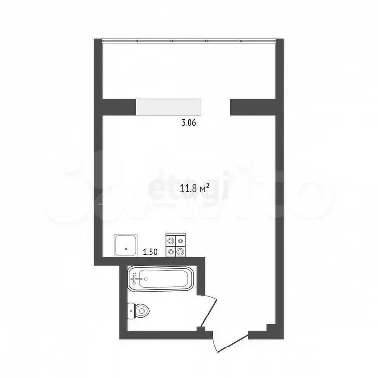 Квартира-студия, 15,3 м, 8/9 эт. - Фото 0