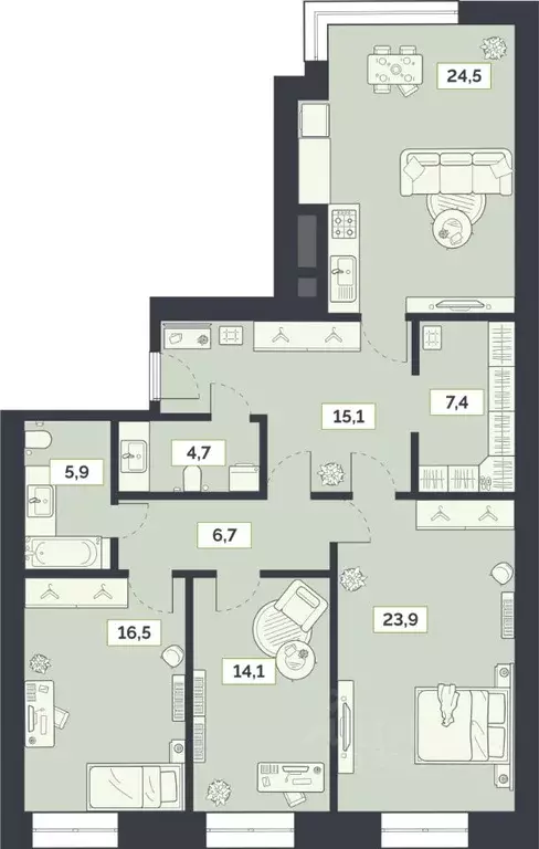 3-к кв. Москва Староалексеевская ул., 5А (118.8 м) - Фото 0