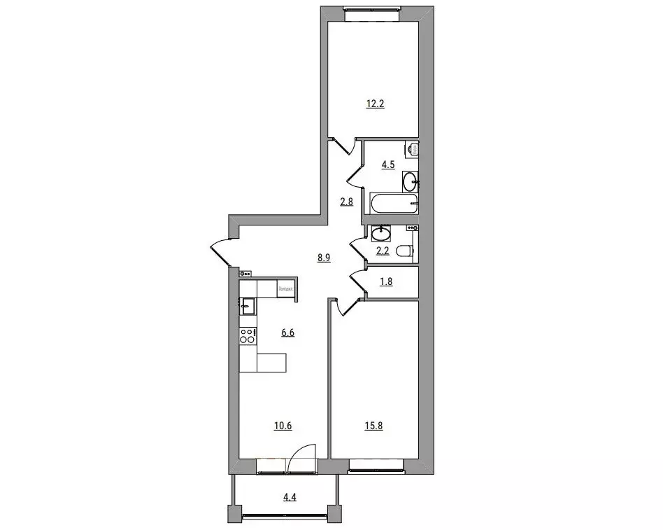 3-комнатная квартира: Чистые Пруды, Парковая улица, 1Б (69.8 м) - Фото 2