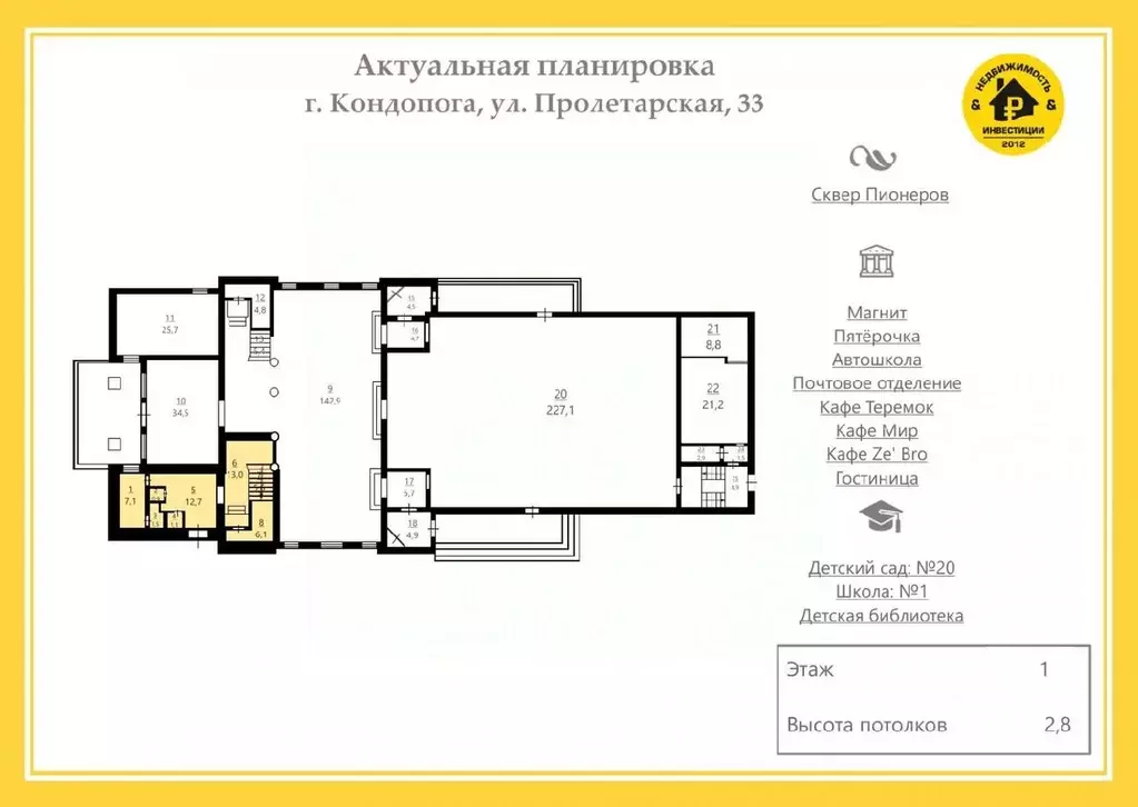 Торговая площадь в Карелия, Кондопога Пролетарская ул., 33 (168 м) - Фото 1