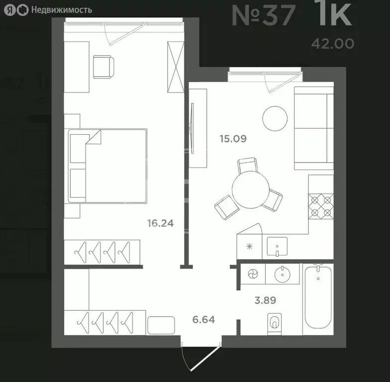 1-комнатная квартира: Калининградская область, Гурьевский ... - Фото 1