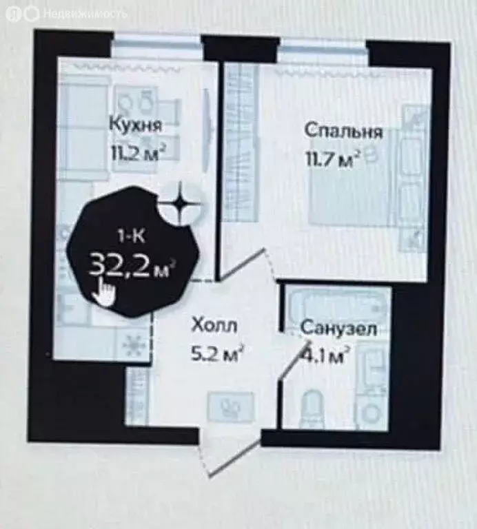 1-комнатная квартира: Тюмень, Новгородская улица, 22 (32.2 м) - Фото 0