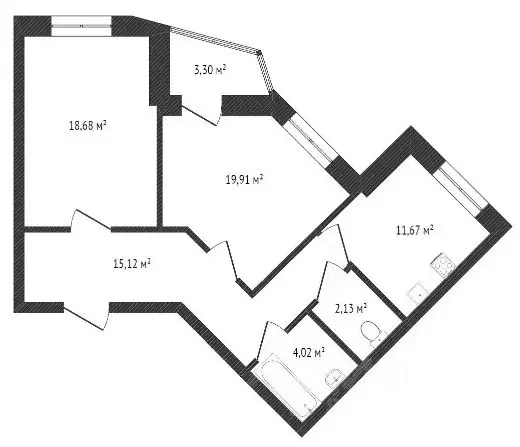2-к кв. Тюменская область, Тюмень Ямская ул., 86 (73.1 м) - Фото 2