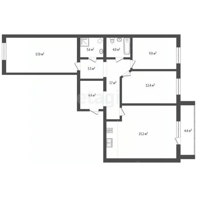 3-к кв. Ярославская область, Ярославль ул. Строителей, 25к1 (86.5 м) - Фото 1
