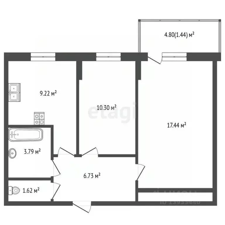 2-к кв. Тюменская область, Тюмень ул. Парада Победы, 17 (48.9 м) - Фото 2