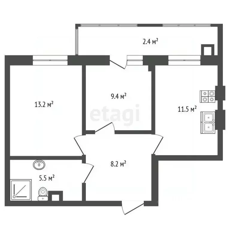 2-к кв. Калининградская область, Калининград ул. Володарского, 4А ... - Фото 1