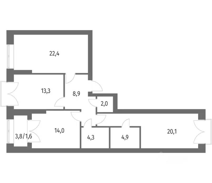 3-к кв. Санкт-Петербург ул. Академика Константинова, 1к1 (91.8 м) - Фото 0