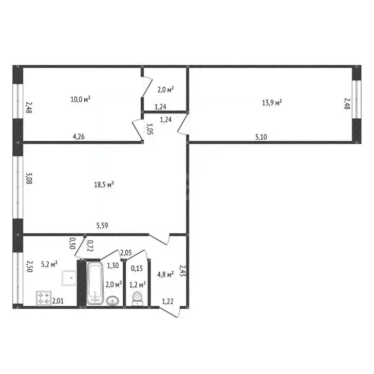 3-к кв. Башкортостан, Уфа Интернациональная ул., 117 (54.9 м) - Фото 1