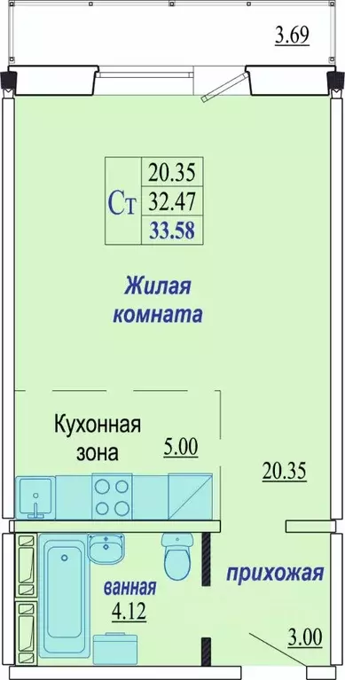 Студия Новосибирская область, Новосибирск ул. Плющихинская, 11к2 ... - Фото 1