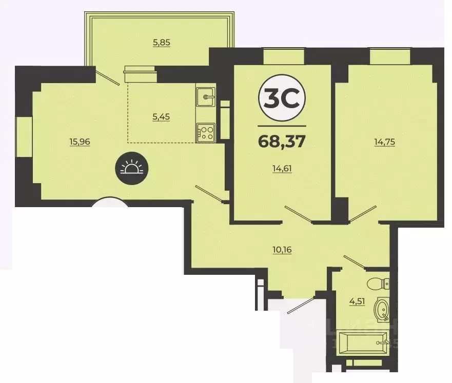 2-к кв. Ростовская область, Ростов-на-Дону Левенцовский мкр, ... - Фото 0
