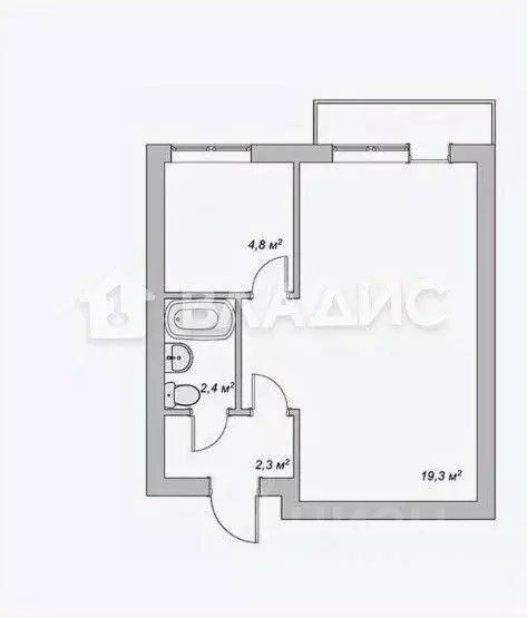 1-к кв. Липецкая область, Липецк просп. Победы, 63А (29.0 м) - Фото 2