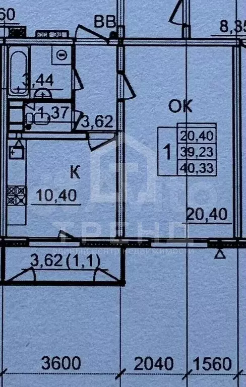 1-к. квартира, 40,3 м, 8/25 эт. - Фото 0