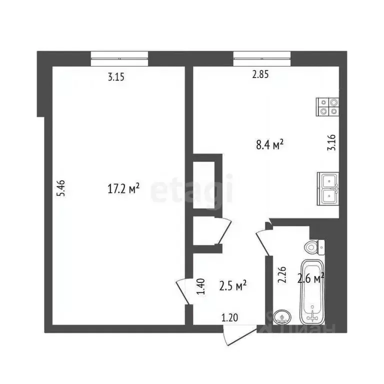 1-к кв. Ямало-Ненецкий АО, Новый Уренгой ул. Геологоразведчиков, 8 ... - Фото 1