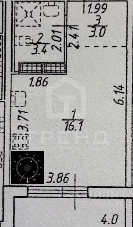 Студия Санкт-Петербург Студенческая ул., 14к2 (26.9 м) - Фото 2