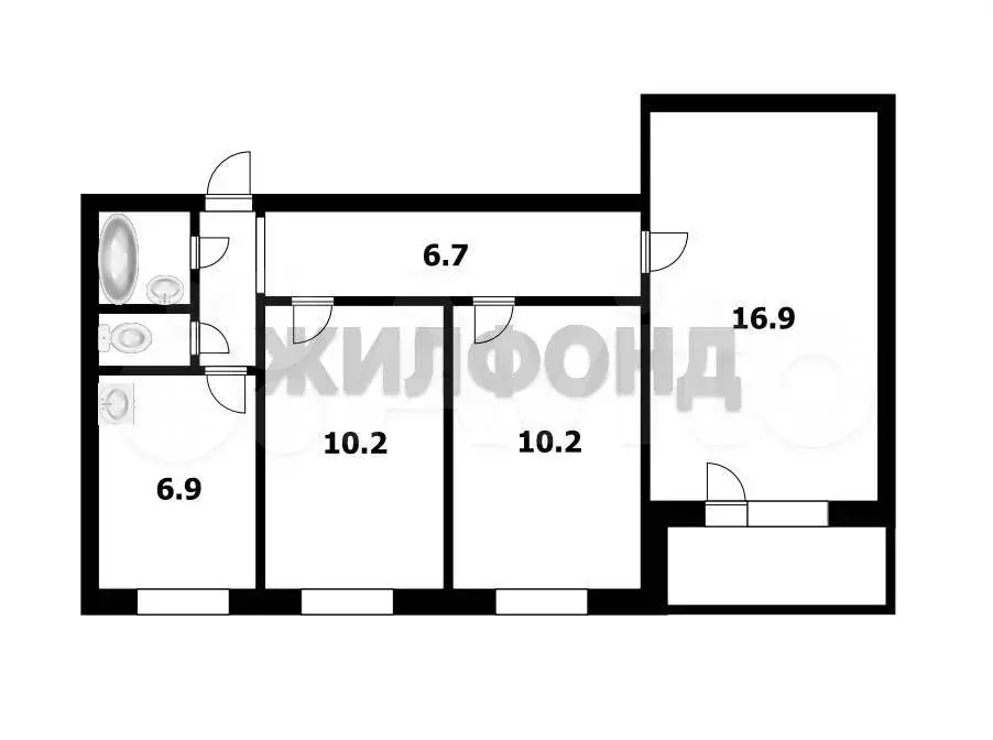 3-к. квартира, 56,2 м, 9/9 эт. - Фото 0