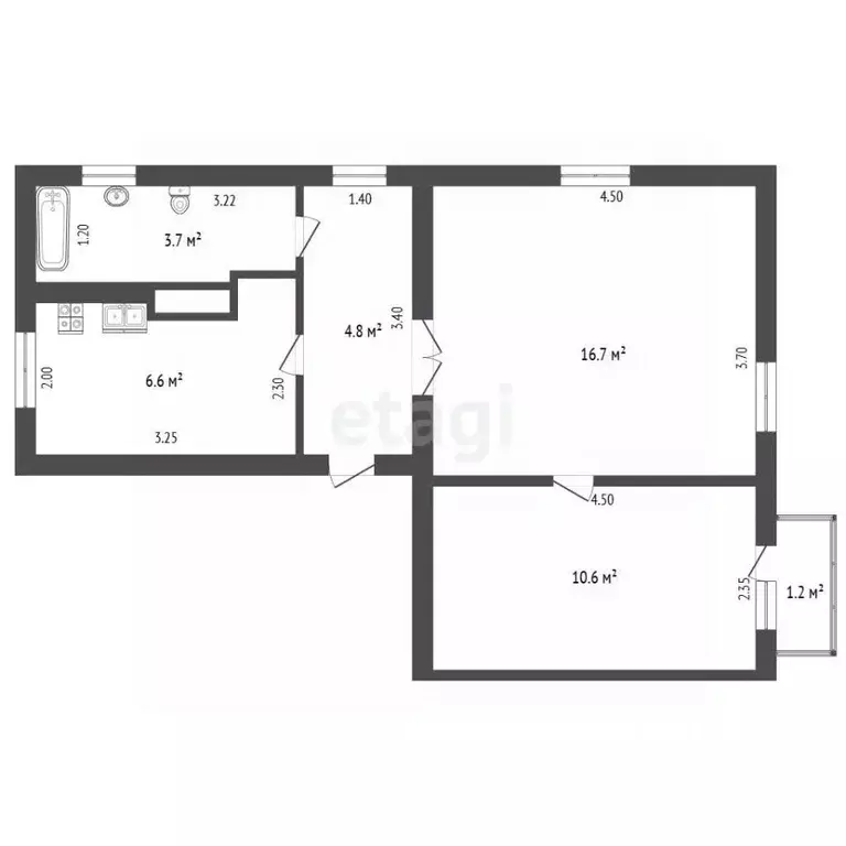 2-к кв. Крым, Евпатория ул. Интернациональная, 79 (43.0 м) - Фото 2