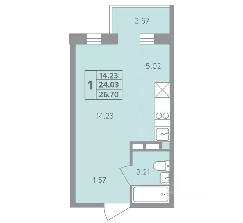 1-к кв. Иркутская область, Иркутск ул. Калинина, 42 (26.7 м) - Фото 0