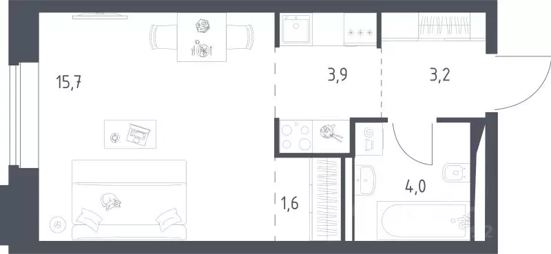 Студия Москва Верейская 41 жилой комплекс, 3.1 (28.4 м) - Фото 0