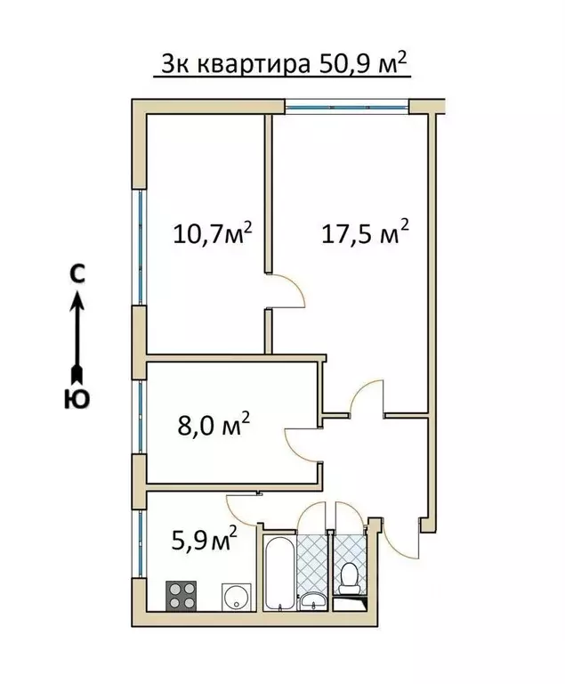 3-к кв. Свердловская область, Екатеринбург ул. Проезжая, 169 (51.0 м) - Фото 0