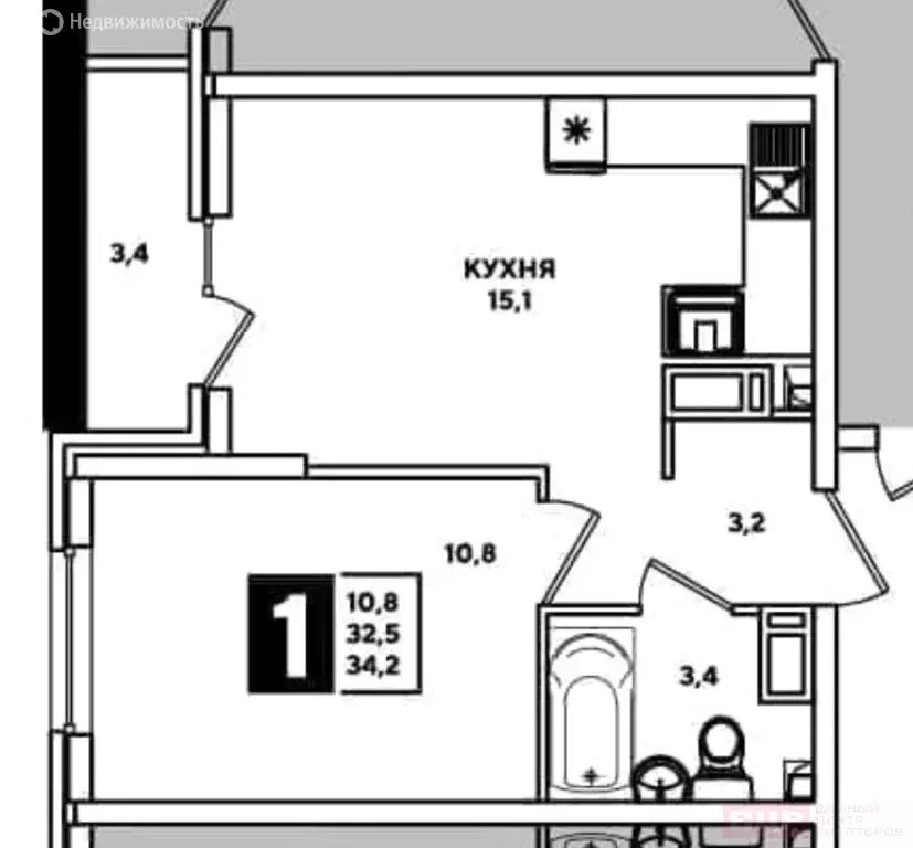 1-комнатная квартира: Новороссийск, улица Котанова, 2к1 (36 м) - Фото 0