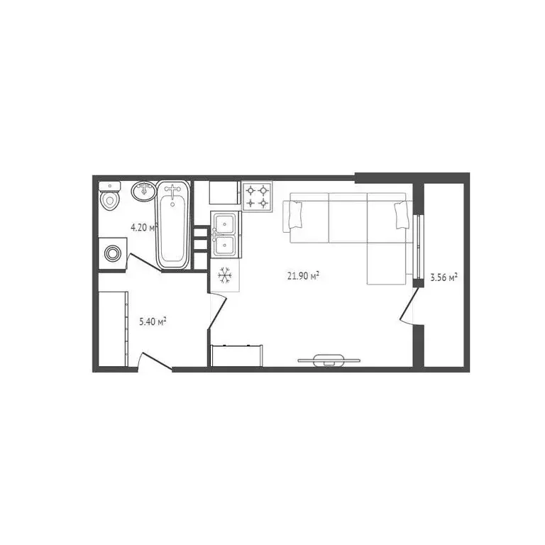 Квартира-студия: посёлок Садовый, Спортивная улица, 36 (27 м) - Фото 1