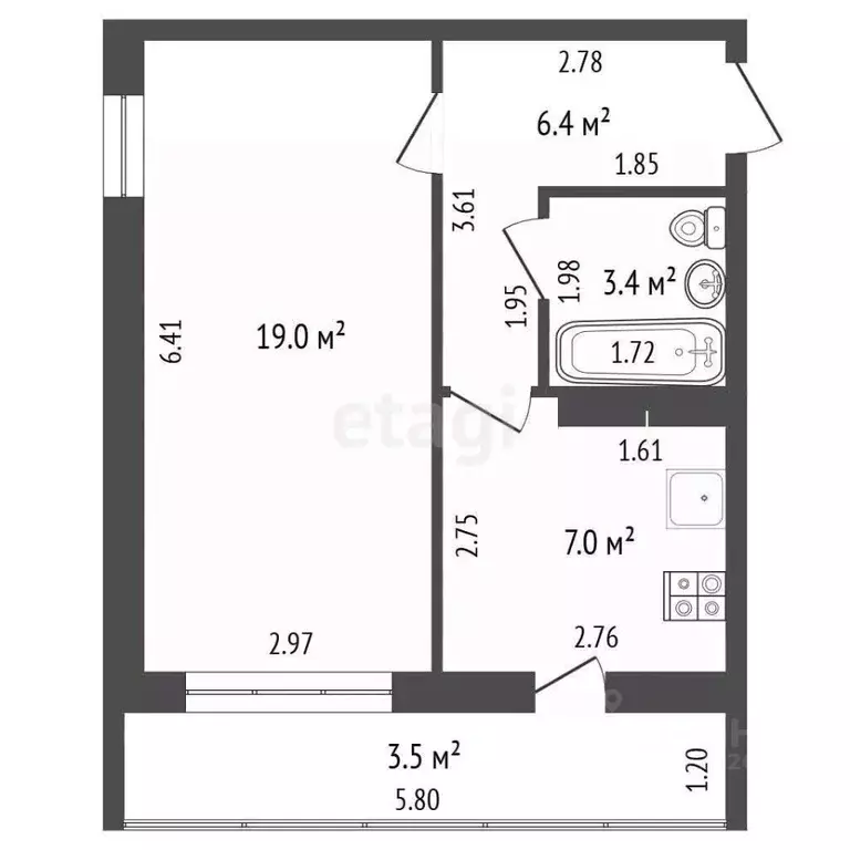 1-к кв. Татарстан, Набережные Челны 49-й комплекс, 17 (35.8 м) - Фото 2