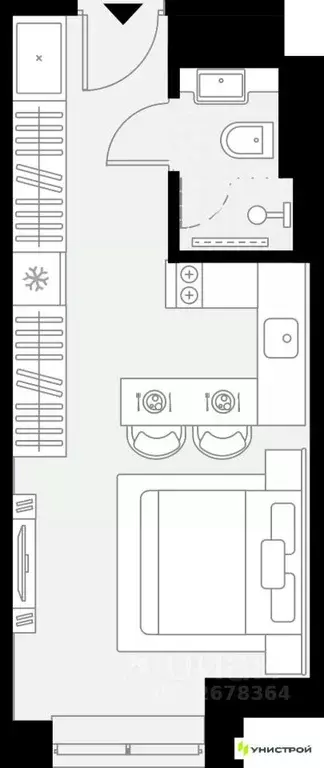 1-к кв. Татарстан, Казань Родины мкр,  (22.06 м) - Фото 1