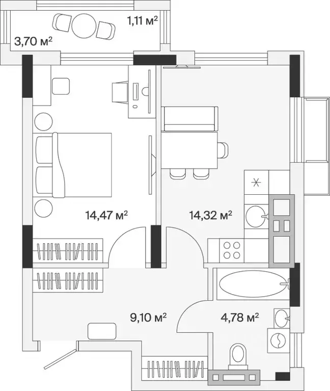 1-к кв. Калининградская область, Гурьевский муниципальный округ, пос. ... - Фото 1