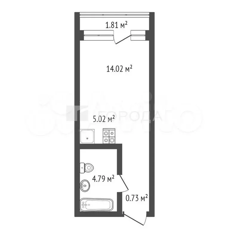 Квартира-студия, 26,4 м, 5/20 эт. - Фото 0