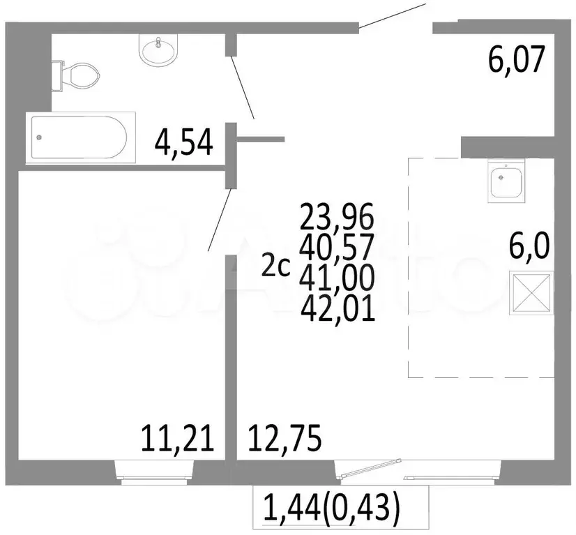 2-к. квартира, 41 м, 10/10 эт. - Фото 0