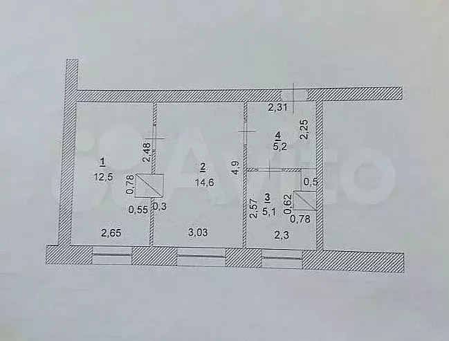 2-к. квартира, 37,4 м, 2/2 эт. - Фото 0