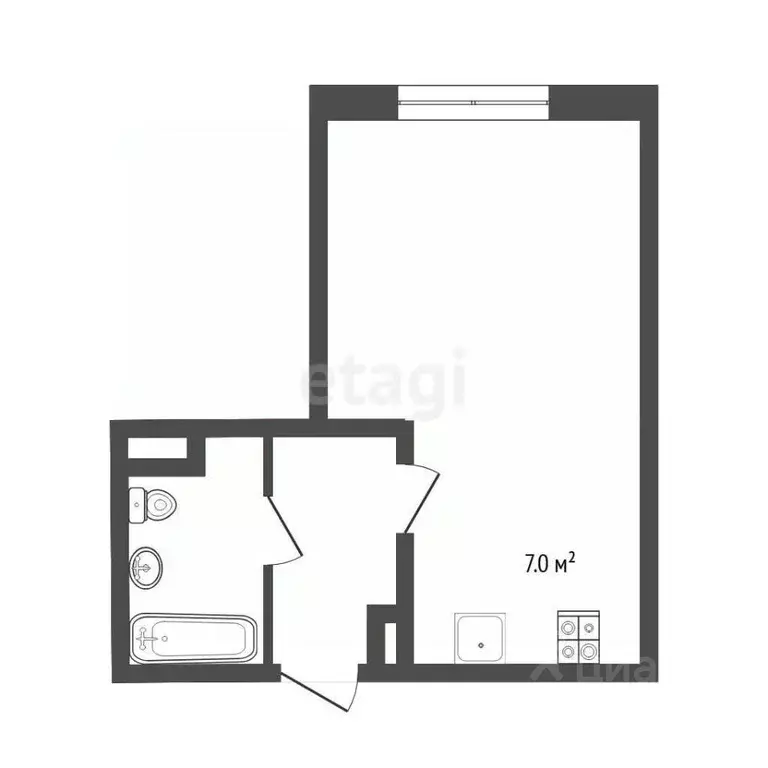 Студия Тюменская область, Тюмень ул. Алматинская, 6 (29.0 м) - Фото 2